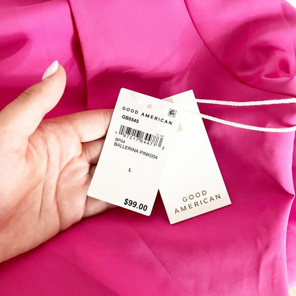 Good American Scuba Scoop Slim Long Sleeve Bodysuit Ballerina Pink Large - Picture 2 of 8